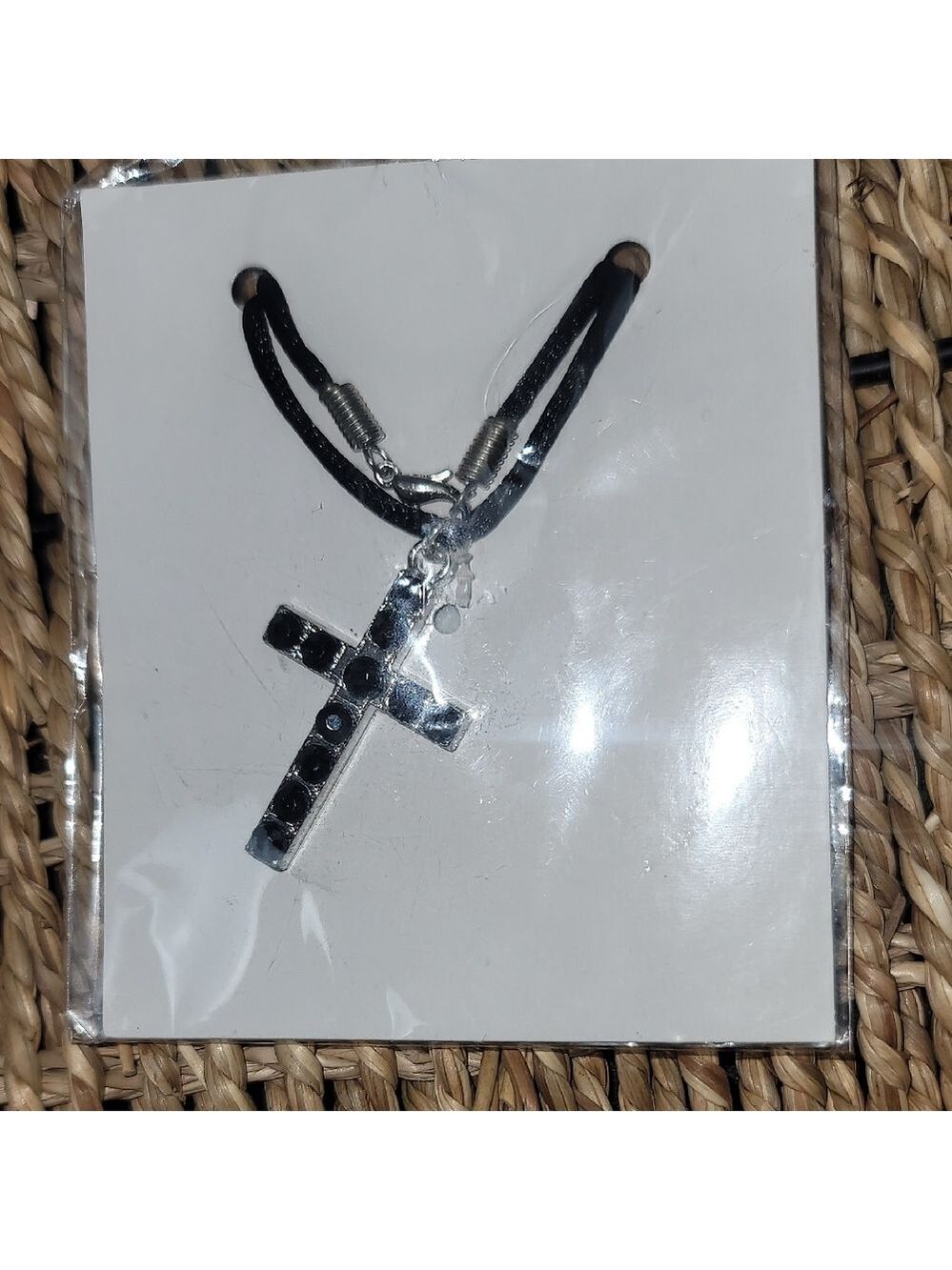 Michaels Brand Cross Necklace with Satin Cord Black New Nwt